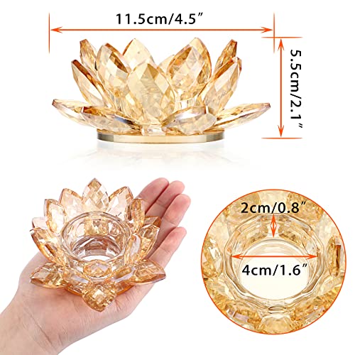 OwnMy Crystal Lotus Flower Tea Light Holder Lotus Petals Votive Candle Holder, Crystal Flower Tealight Candle Stand Candle Lamp for Wedding Table Centerpiece (Champagne Gold) - color: Champagne Gold