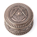 Veronese Design 2 3/8" Tall Masonic Eye of Providence Round Trinket Box Resin Sculpture Bronze Finish