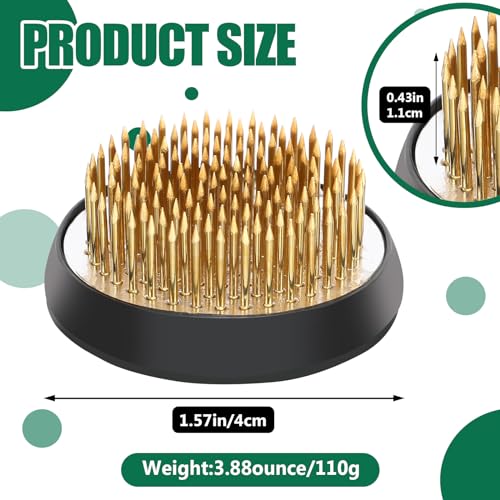 Sliner 16 Pieces Floral Frogs 1.57 Inch Round Brass Flower Holder Japanese Ikebana Vase Kenzan Flower Flower Arranger Flower Fixed Tools Pin for Flower Arrangement Home DIY Craft - color: Gold, size: 1.57 Inch