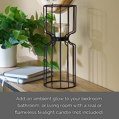 Elements Wire Votive Candle Holder, for Use with Flameless or Wax Candle, Black, 5.12x5.12x12.6 Inch