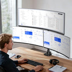 WALI Triple Monitor Mount - Extra Tall 3 Monitor Desk Mount for 13-49 Inch Ultrawide Screens, Up to 44 lbs, Fully Adjustable Heavy Duty Monitor Arm, VESA 75/100 mm (GSDM003-P), Black - size: 13"-49", style: Triple Arms