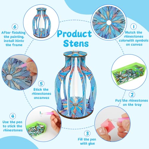 ILYUFO Diamond Art Kits for Adults, DIY Vase Diamond Art, Diamond Painting Kit, Ideal Desktop Ornaments & Thoughtful Female Gifts (Ocean) - color: ocean