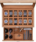 ROTHWELL 12-Slot Solid Walnut Watch Box with Valet Drawer - Premium Jewelry Display Case Organizer with Locking Glass Top and Microsuede Liner for Men & Women (Tan Interior) - color: Walnut / Tan