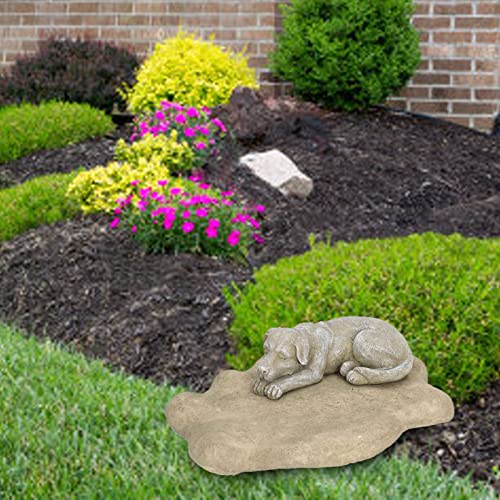 Hapivida Dog Garden Statue, 5.5in Mini Puppy Garden Memorial Stone Sleeping Dog Statue Decor Outdoor Resin Realistics Sculptures Gift Brown - size: Brown Dog