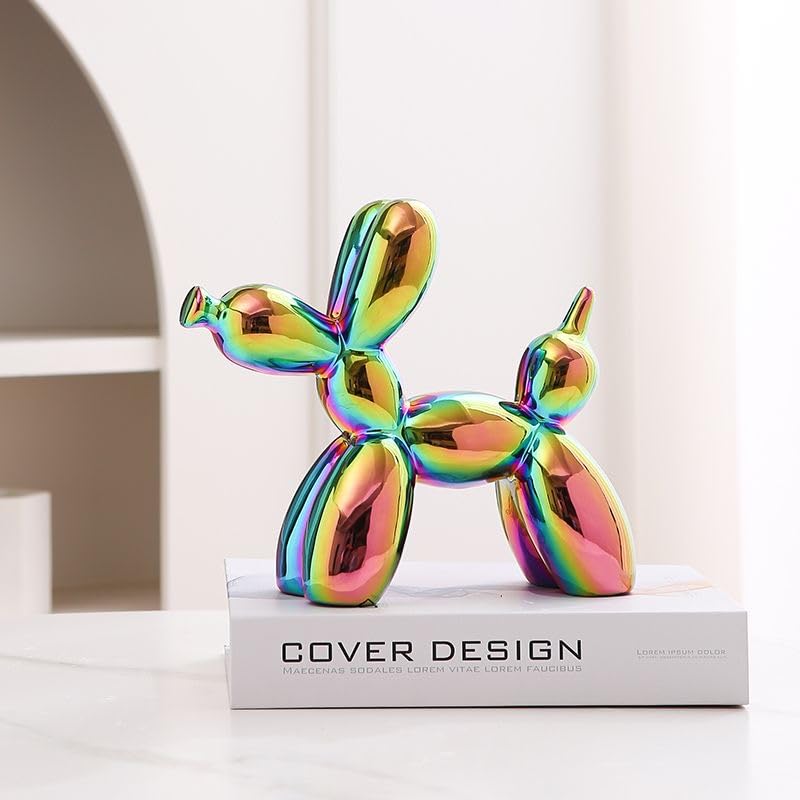 4Inch Modern Decorative Balloon Dog Figurine, Metallic Ceramic Sculpture, Contemporary Home Decor (Color1) - color: Color1, size: 4"