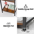 Asgolion Tall End Table with Charging Station, 3 Tier Narrow Tall Nightstand with Storage, Slim Side Table with USB Ports and Outlets for Bedroom, Living Room, Office, Rustic Brown and Black - color: Rustic Brown, style: With Outlet