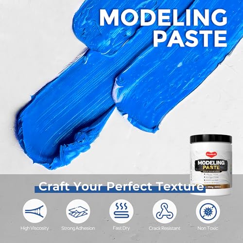 Smallbudi Modeling Paste 600 ml / 30 oz - High Density Acrylic Medium for Texture Art and Thickness, Structural Molding Texture Paste for Acrylic Painting, Canvas, Sculpture, Art Projects, 3D Effect