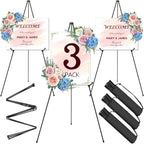 AROIC 63" Easel Stand for Display, 3 Pack Portable Foldable Metal Easel, Easels for Signs Wedding Logos,Arts, Painting,Adjustable Floor Easels with 3 Storage Bag - style: 3P