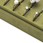 Velvet Ring Organizer Display Tray Jewelry Box Earring Holder Case for Wedding Birthday Christmas Day (Olive Green) - color: Olive Green