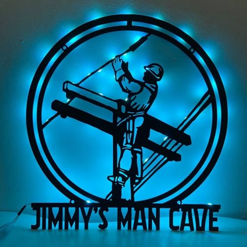 Personalized Lineman Metal Sign, Custom Name Wall Art, Home Decor, Lineman Gift, Custom Metal Sign Wall Decor, Handmade, Room Decor, Wall Hanging (02 Lineman) - color: 02 Lineman