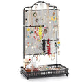Meangood Black Jewelry Organizer Stand, Earring Holder Rack for Hanging Earrings Necklace Bracelets Watches Jewelry Display Large Rings Storage as Women Gift - color: Earring Black