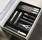 Simple Houseware Expandable Kitchen Drawer Flatware Organizer, Black – Adjustable Cutlery Tray with 9 Compartments for Utensils and Silverware - color: Black