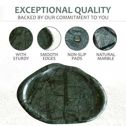 Natural Marble Trinket Tray – 9"x6" Cloud Shaped Decorative Dish for Jewelry, Keys, Perfume, Cosmetics, Vanity, Bathroom, Candle, Kitchen & Countertop | Stone Catchall or Gift (Indian Green) - color: Indian Green