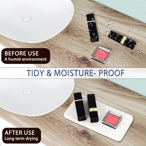 4PCS Water Absorbing Stone Tray, Quick Drying Diatomite Stone Sink Tray, Water Absorbent Stone Coasters for Bathroom Counter, Kitchen Soap Dish Holders Toothbrush Holders in Modern Home - color: White