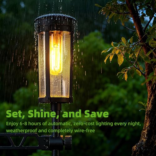 Garden Flag Stand with Solar Light for Outside 12 x 18 Inch Flags, Heavy Duty Aluminum Alloy Yard Flag Holder with Clip, Weatherproof Outdoor Flag Pole