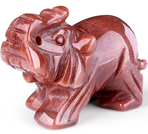 QINJIEJIE Crystals Elephant Decor Cherry Quartz Cute Desk Stones Statue Polished Natural Gemstones Luck Decoration Home Room Office Pocket Figurine Meditation Spiritual Gem Gift for Women - color: Cherry Quartz