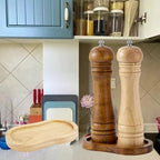 Salt and Pepper Wood Mill Tray, Retro Colour Pepper Grinder Rest, Work Surface and Dining Table Protector (Pepper Mill not Included) - color: G Retro Colours Mill Rest
