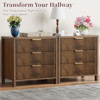 Fluted Nightstand, 23.7'' Wide Night Stand with 3 Drawers, Mid-Century Modern Bedside Table with Handles, Wood End Table for Bedroom, Walnut - color: Walnut