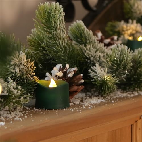 Homemory Green Tea Lights Candles Battery Operated, 200+Hour Flameless Flickering Fake Electric LED Colored Tealights Candles for Christmas, Theme Party, Seasonal Celebrations, 12-Pack - color: Green, size: Pack of 12