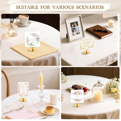 Urban Deco 16 PK Table Card Holder Place Card Holders Steel Card Holders for Photos, Food Signs, Memo Notes, Weddings, Restaurants, Birthday（Gold） - color: Gold