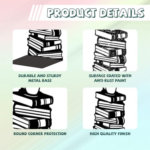 Peacoblue Metal Bookends for Shelves, Modern Decorative Heavy Duty Study Book Ends Stoppers for Office, Desk, Shelf, Room 5.3"x4.3"x7.9" Cast Iron Simple Tall Bookends 1 Pair (Book Stacks and Teacup) - style: Book Stacks and Teacup