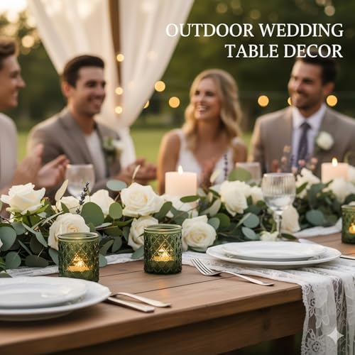 36 Pcs Green Votive Candle Holders, Green Tea Light Holders for Wedding and Baby Shower Table Decor, Glass Candle Holders for St. Patrick's Day Table Decor, Vintage Parties and Gifts - color: Green