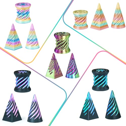 3PCS Impossible Cone,3D Printed Spiral Cone Fidget Toys,Impossible Pyramid Passthrough Sculpture,Stress Relieving Toys for Adults and Kids,Stocking Filler White Elephant Gifts (Purple+Black) - color: Purple+black