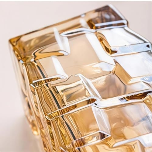 Modern Glass Vases Stair Style Flower Vase Desktop Ornaments Propagation Station Plant Holder for Home Wedding Decor (Amber, Square Stairs) - color: Amber Stairs, size: Square Stairs
