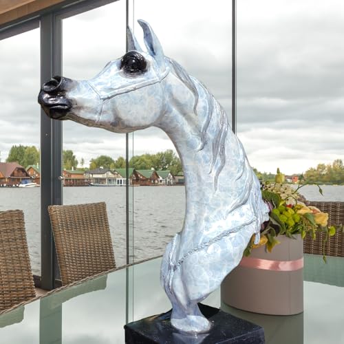 15 in White Bronze Arabian Horse Head Sculpture – Handmade Patina Equestrian Art Bust with Unique Texture, Pure Bronze Horse Statue for Luxury Decor, Gallery & Collectors