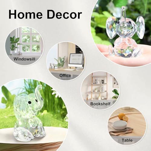 DUQGUHO Crystal Elephant Gifts for Women - Cute White Decor, Glass Figurine, Inspirational Gift for Mom - Home Animal Ornament Statue - color: Clear