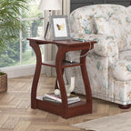 FROMJBEST End Tables Living Room, Cherry End Table with Charging Station, Nightstand for Bedroom, 3 Tier End Table with Storage Shelf for Living Room(Cherry) - color: Cherry