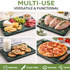 Marble Cheese and Pastry Board 16 x 12 Inch – Natural Carrara Marble Cutting Board and Serving Tray for Dough, Bread, Pizza, Charcuterie – Heavy, Non-Slip, Gift-Ready. - color: Green, size: 16"L x 12"W