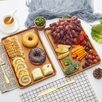 2pcs 15"x10" Solid Acacia Wood Serving Trays Rectangular Wooden Serving Platters Natural Wooden Boards for Bar Coffee Party（Brown） - color: Brown, size: 15"x10"