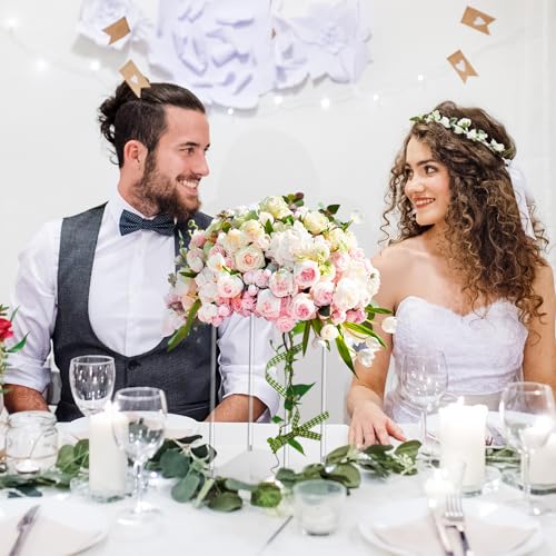 Geetery 4 Pieces Tall Acrylic Vase Wedding Centerpieces Clear Flower Stand Column Geometric Floral Vase Elegant Display Holder for Birthday Party Wedding Table Decorations (16 Inch) - size: 16 Inch
