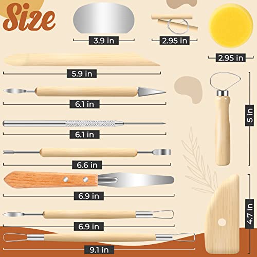 Jetmore 12 Pack Clay Tools Kit, Pottery Tools & Sculpting Tools, Polymer Modeling Clay Cutters Sculpture Set for Carving, Ceramics, Molding, DIY - color: 12 Pack