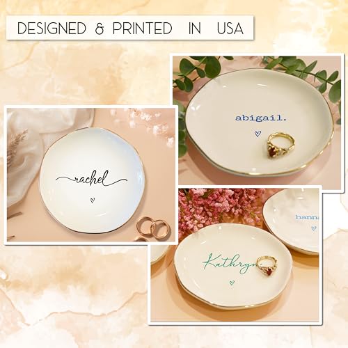 Personalized Ring Dish with Name, Custom Jewelry Tray Gift for Women, Bridesmaids, Mom, Grandma, or Best Friends (1-Name)