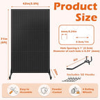 Royxen 3.5 x 6 Feet Metal Pegboard with 50 Hooks, Peg Board Display Stand with Wheels, Large Standing Pegboard Displaywith T-Base Art Display Stand for Retail Stores Exhibitions Homes (Black) - color: Black