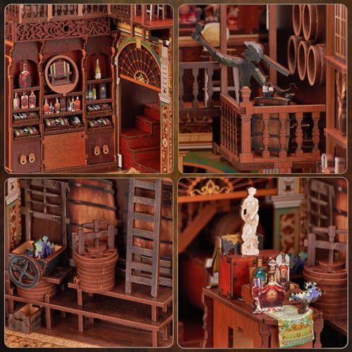CCCDF DIY Book Nook Kit, DIY Miniature Dollhouse Booknook Kit, 3D Wooden Puzzle Bookend Bookshelf Insert with LED Light for Teens and Adults (Roaring Twenties Speakeasy) - style: Roaring Twenties Speakeasy