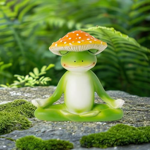 Meditation Frog Resin Statue - Yoga Meditation Frog Statue for Desk Living Room Resin Figurine for Home Patio Office Decoration Cute Plant Statues for Tabletop Garden Office Backyard Decor - style: Frog