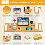 Premium Bathtub Tray Caddy - Bath Tray Bamboo Expandable - Bath Tub Tray Table for Bathtub - Expandable Size, Fits Most Bath Tubs - Natural Bamboo Wood - color: Natural
