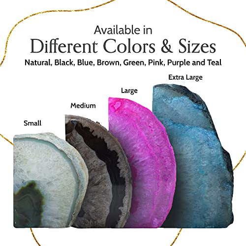 Nature's Decorations Agate Bookends - A Quality Teal Geode with Non-Skid Rubber Bumpers for Shelves, Office, Home Decor - Heavy Duty Cool Crystal Stone Book End Pair for Decoration (6-8 LB) - color: Teal, size: A Grade 6 - 8 Lbs