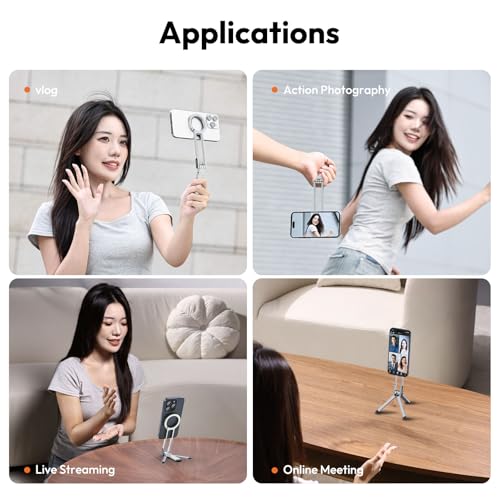 ULANZI MA30 Magnetic Phone Tripod Stand for iPhone - Aluminium Maglock Smartphone Mini Tripod Pocket Cell Phone Stand Strong Magnet Quick Mount Compatible with iPhone 17 16 15 14 13 12 Series, Silver - color: Silver