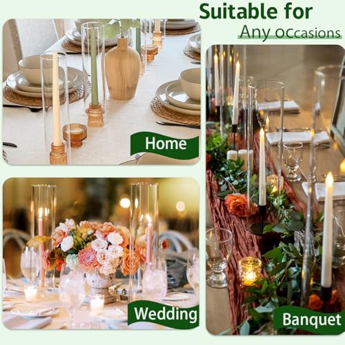 24 Pcs Hurricane Candle Holder Sleeve, W:2.5" H:14" Bottomless Clear Glass Cylinder Candleholder Cover Open Both Ends Glass Chimney, Candle Shade for Centerpieces, Wedding Party Event Decor - size: 2.5"W x14"H