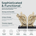 Resin Book Ends Decorative Bookends – Book Holder for Shelf Decor and Office Decor, Office Shelf Decor and Book Lovers Gifts, Art-Inspired Sculpture Home Decor Accent – 11", Gold & Black