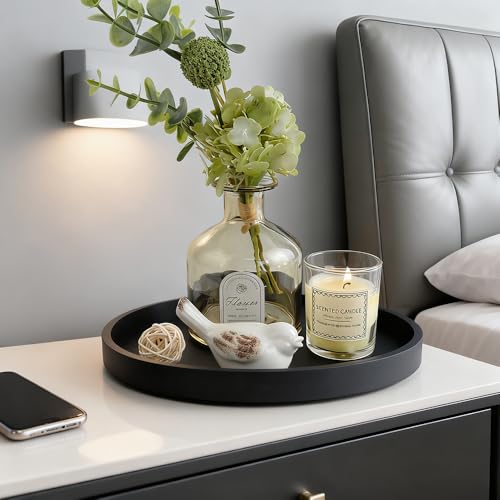 Silicone Bathroom Tray - 9-Inch Round Vanity Tray, Suitable for Candles, Perfumes, Soap Dispensers Black - color: Black