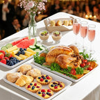 4-Pack Serving Tray, Serving Platter for Parties, Entertaining, Camping & Food Display, Reusable & Stackable Plastic Trays in Kitchen, Rectangular Food Platters for Cookie, Appetizer(White)