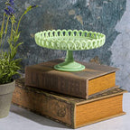 Martha Stewart Highbrook 8.5" Handmade Jadeite Glass Cake Stand - color: Green (8.5"), size: 8.5" w/o Glass Dome