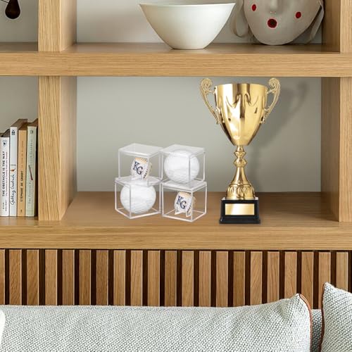 4 Pack Championship Ring Display Case Clear Acrylic Ring Case Display Box for Sports Baseball Softball Football Basketball Single Ring Coin Holder Stand, 2.16 Inch - size: 4 Pack