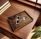 AgentMoon Jewelry Tray or Trinket Tray.Bedside Makeuop Remover Organizer for Earring Eyeglasses Phone Watch Bracelet Keys.Luxury Extra Velour Full Wrap. (Embossing Coffee) - color: Embossing Coffee