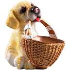 H&W Dog Candy Dish,Cute Key Bowl for Entryway Table,Dog Basket Statue,Resin Animal Sculptures Home Desk Decorations,Unique Funny Key Holder Bowl,Sundries Container Storage Basket